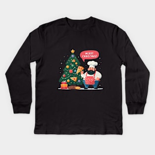 Chef Around The Christmas Tree Kids Long Sleeve T-Shirt